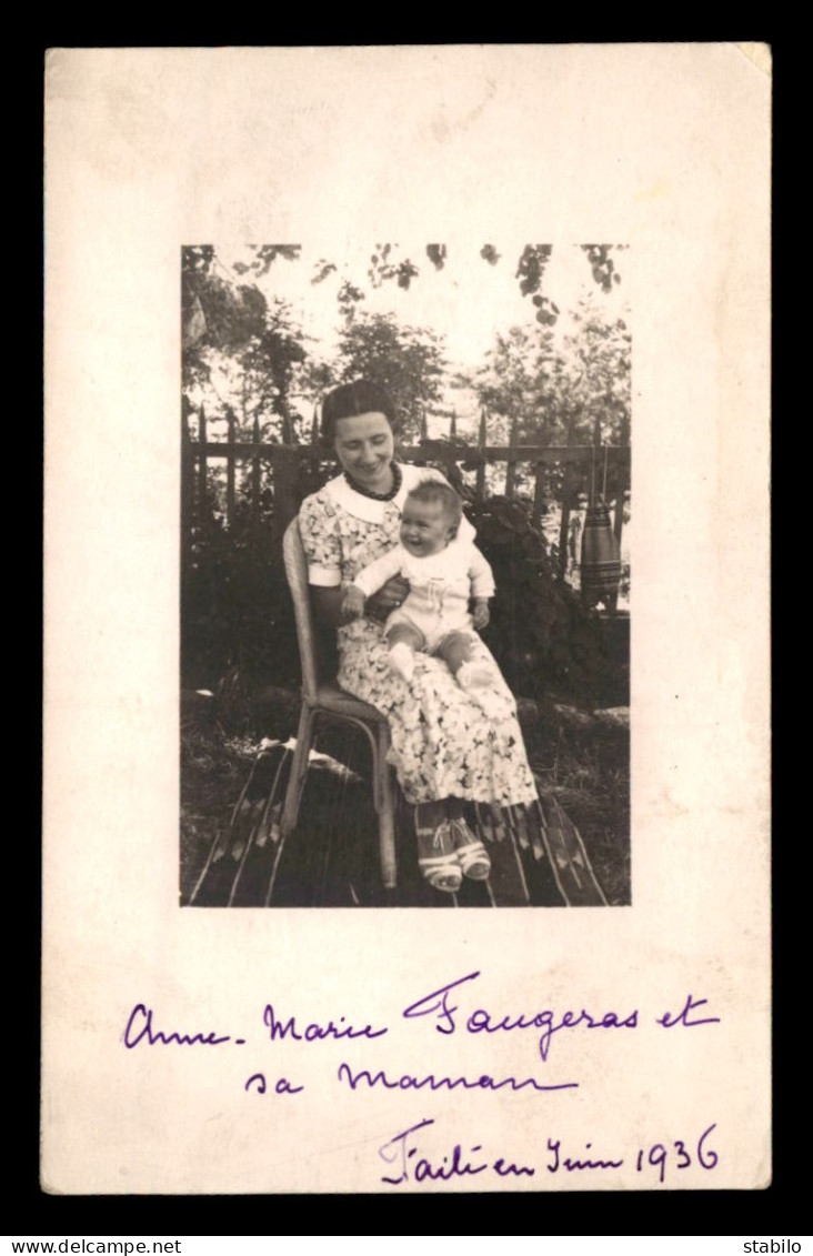 CARTE PHOTO - FEMME ET BEBE - Fotografia