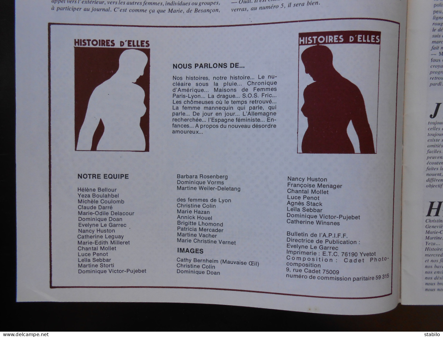 REVUE - FEMININ - HISTOIRES D'ELLES - NUMERO 1 - NOVEMBRE 1977 - Other & Unclassified