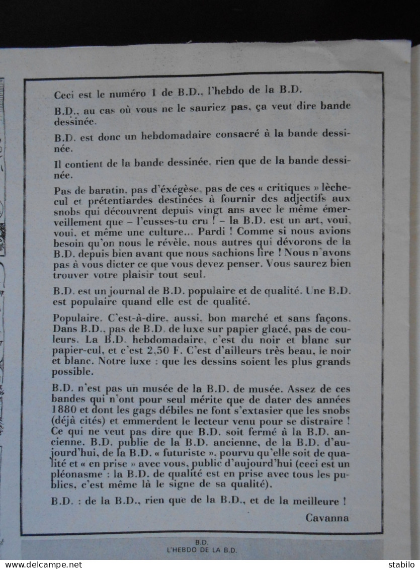 REVUE - L'HEBDO DE LA B.D. - NUMERO 1 - 10 OCTOBRE 1977 - Otros & Sin Clasificación