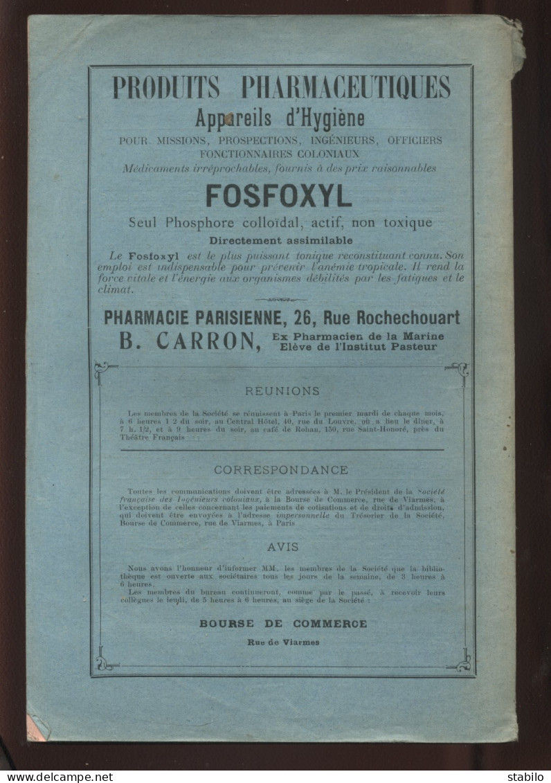 BULLETIN DE LA SOCIETE FRANCAISE DES INGENIEURS COLONIAUX -  N°69 1ER TRIMESTRE 1914 - Otros & Sin Clasificación