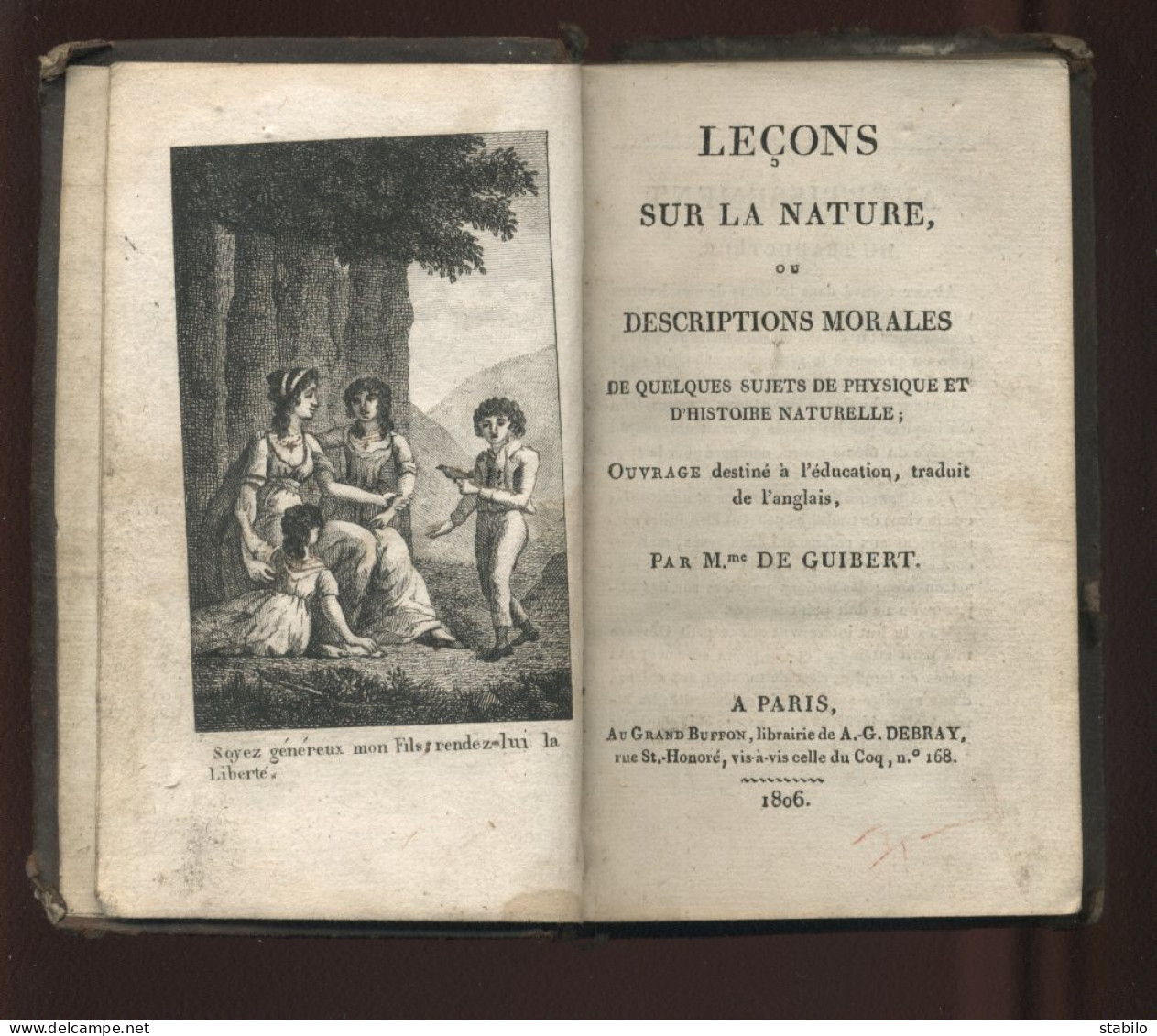 LECONS SUR LA NATURE OU DESCRIPTIONS MORALES PAR MME DE GUIBERT - 1806 - Natur