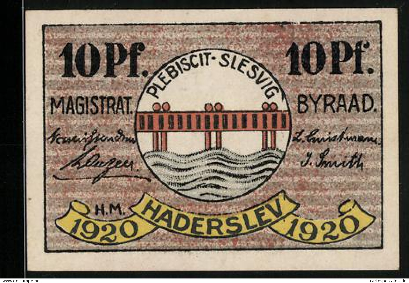 Notgeld Hadersleben 1920, 10 Pfennig, Plebiscit Slesvig  - Danimarca