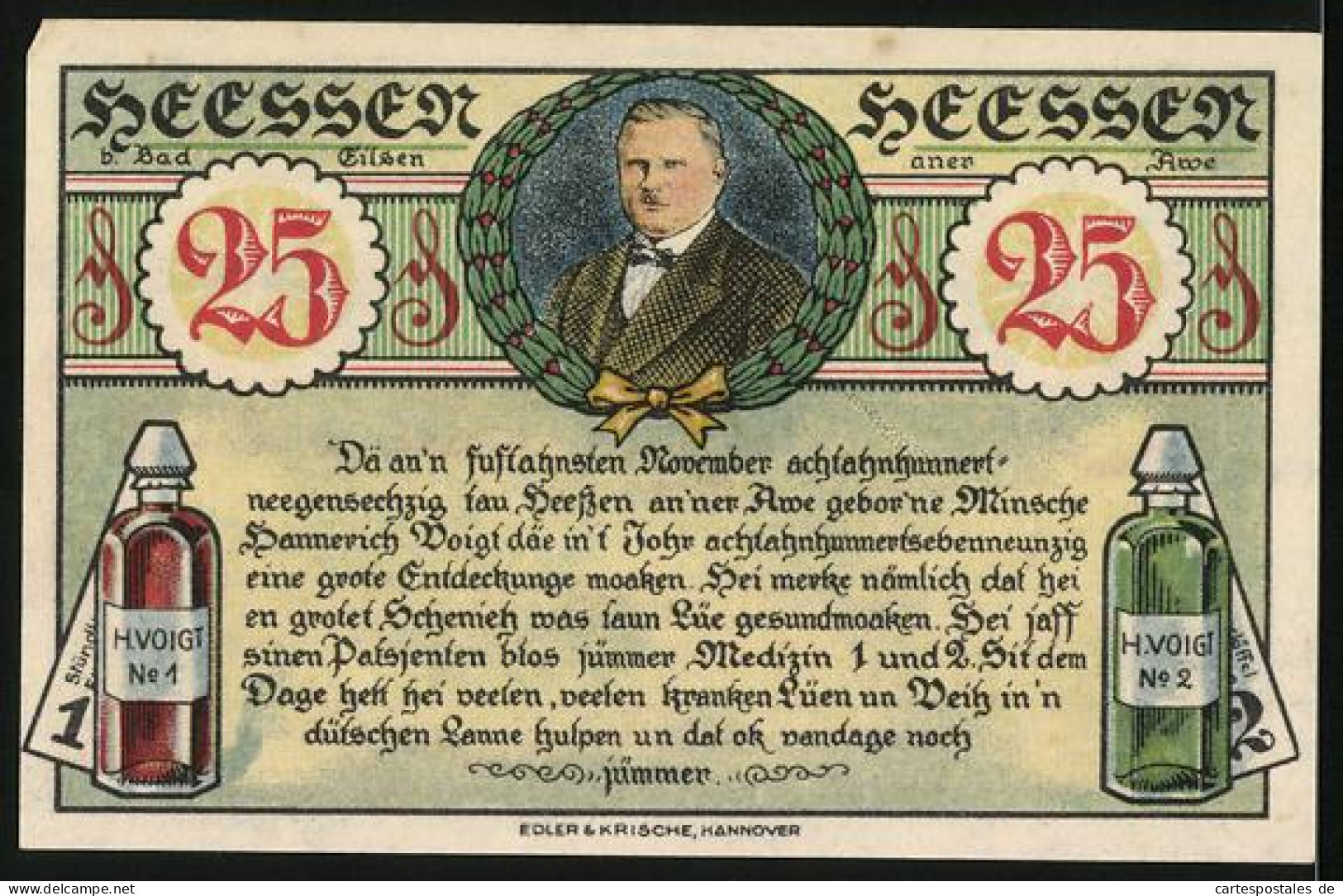 Notgeld Heessen Bei Bad Eilsen 1921, 25 Pfennig, Erste Wirkungsstätte Des Wunder-Doktors  - Lokale Ausgaben