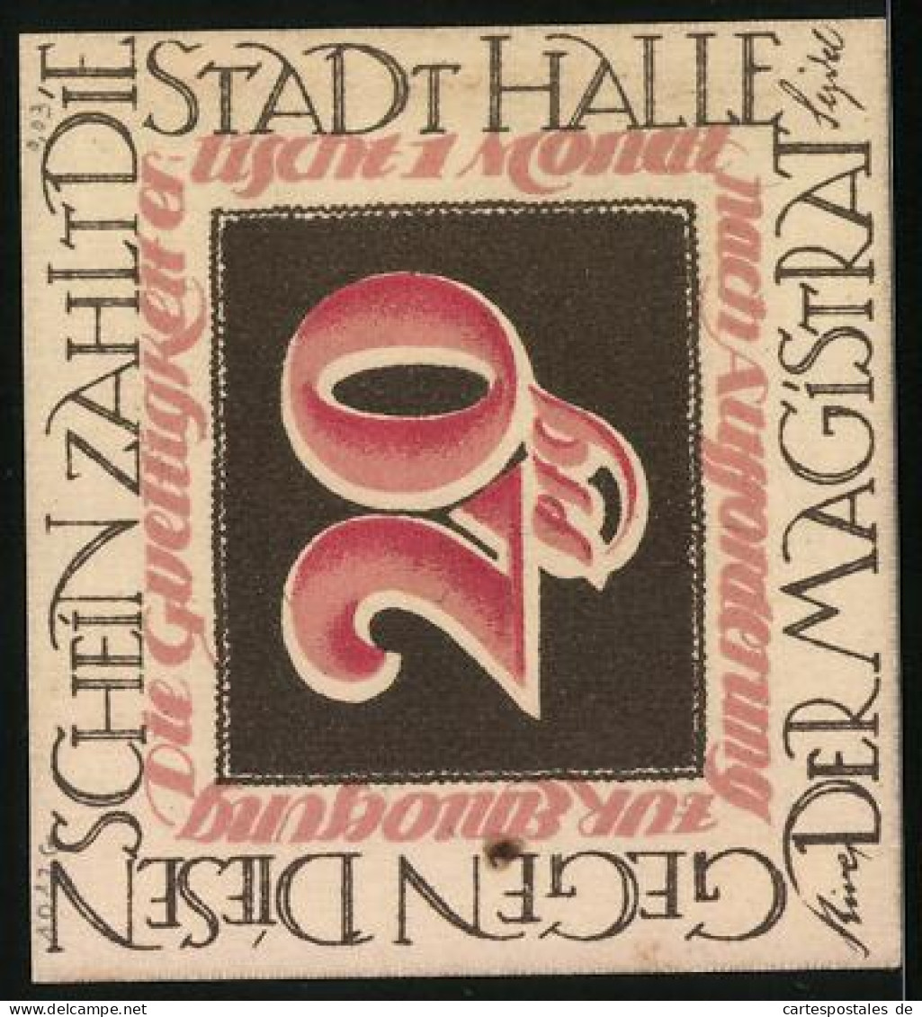 Notgeld Halle, 20 Pfennig, Georg Friedrich Händel  - Lokale Ausgaben