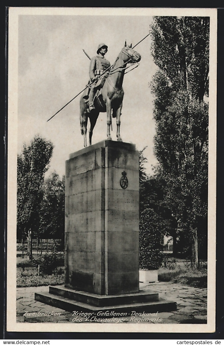 AK Zweibrücken, Krieger-Gefallenen-Denkmaldes V. Chevauleger-Regiments  - Zweibrücken