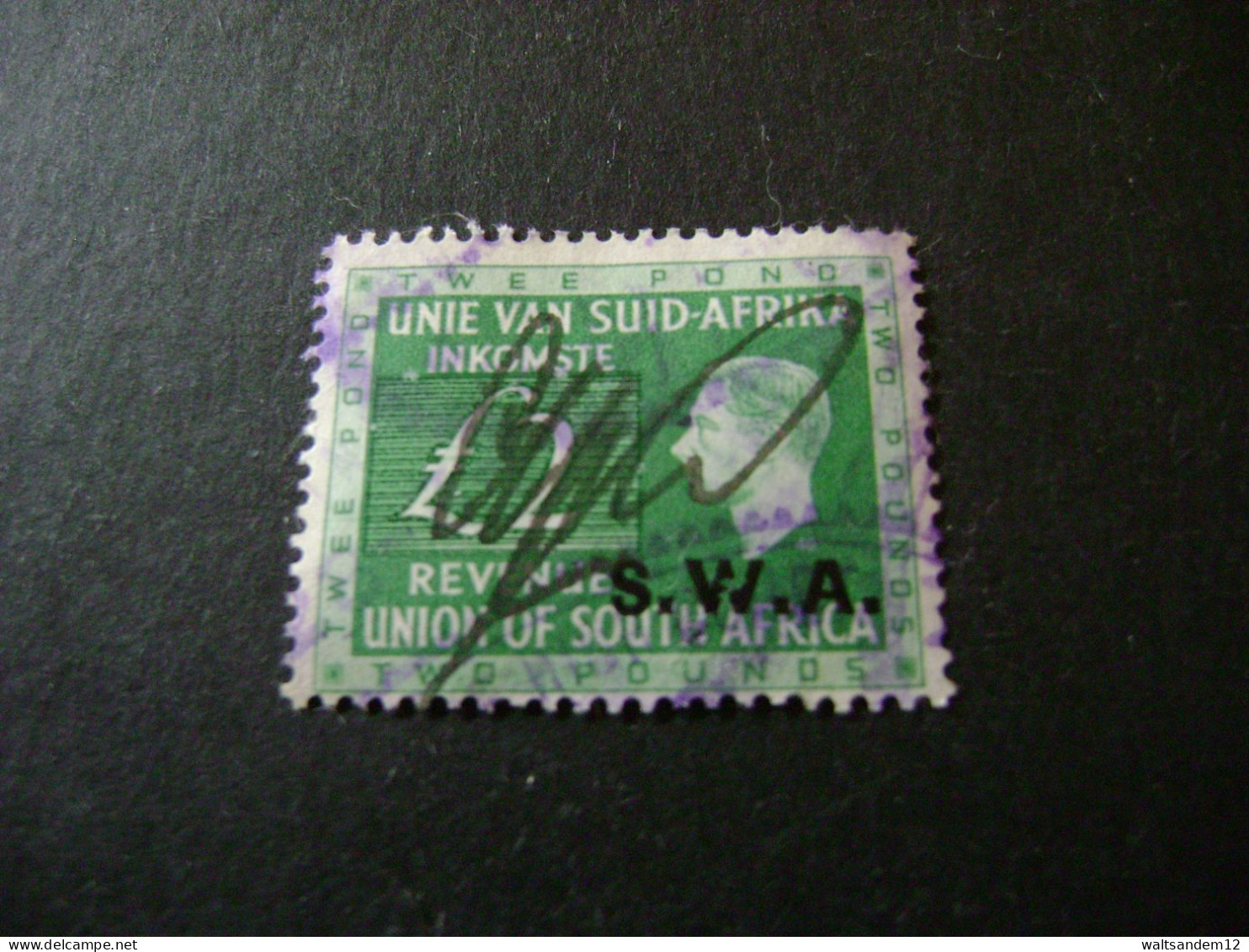 South West Africa C1945 £2 - Used Revenue Stamp. - Südwestafrika (1923-1990)