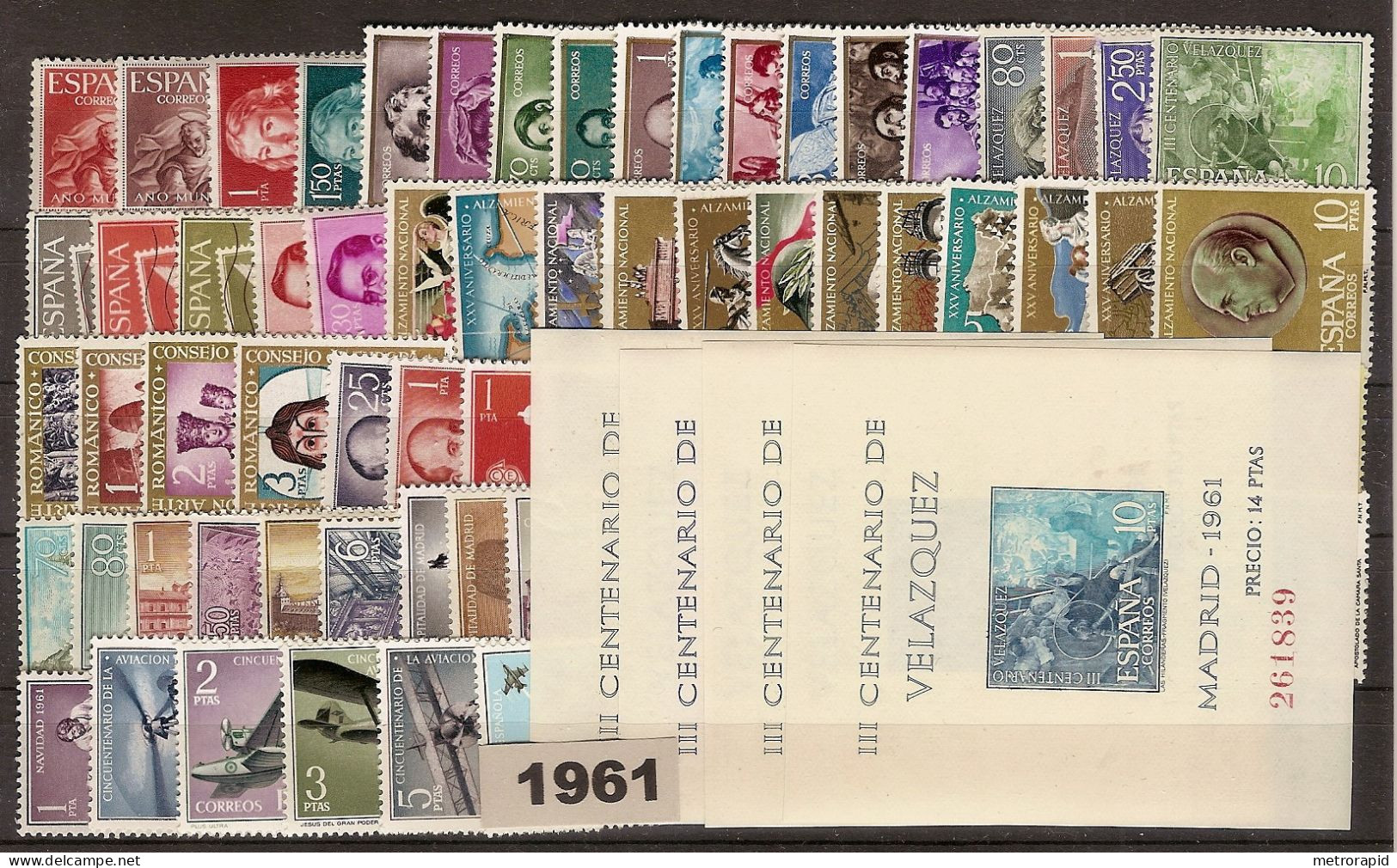 ESPAÑA SEGUNDO CENTENARIO 1961** 76  SELLOS+ 4HB SIN ESCUDOS  COMPLETO - Unused Stamps