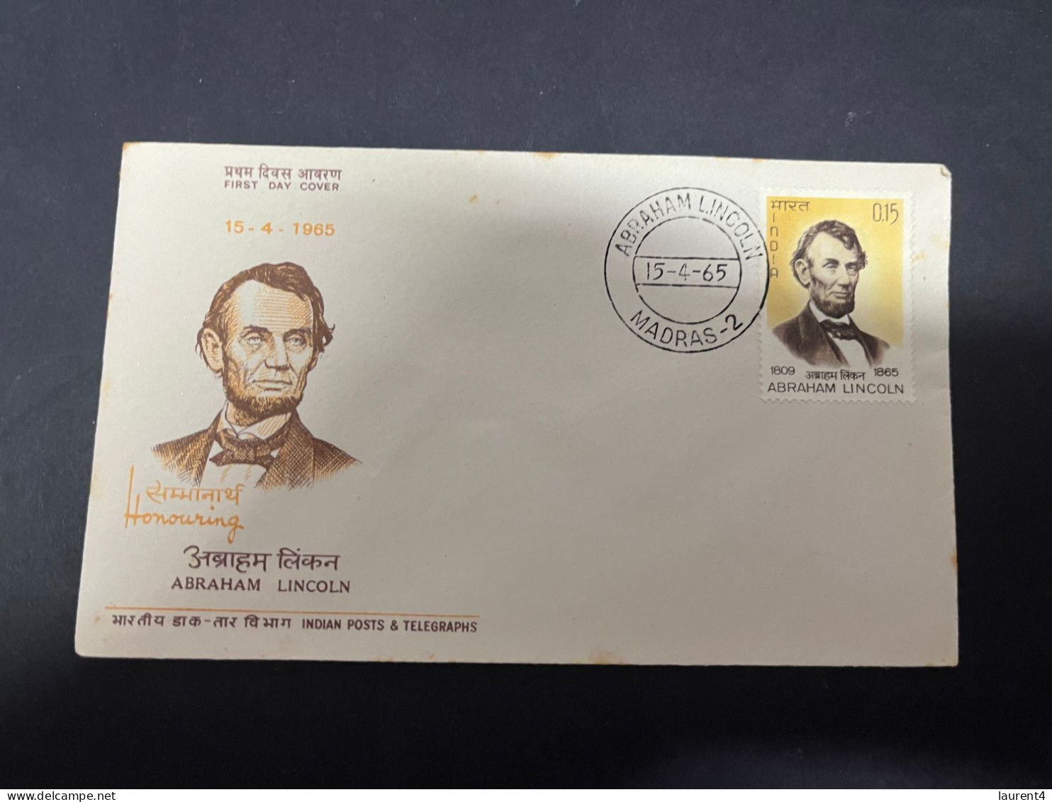 7-5-2024 (4 Z 24) INDIA FDC Cover - 1965 - Abraham Lincoln - FDC