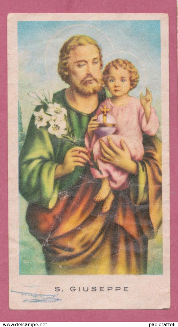 Holy Card, Santino- S. Giuseppe . Con Approvazione Ecclesiastica. Ed. GMi N° 33 -168. Creased Condition. Dim. 105 X 58 - Devotion Images