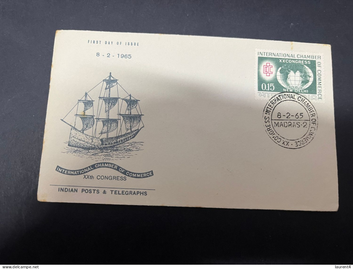 7-5-2024 (4 Z 24) INDIA FDC Cover - 1965 - Int. Chamber Of Commerce (sail Ship) - FDC