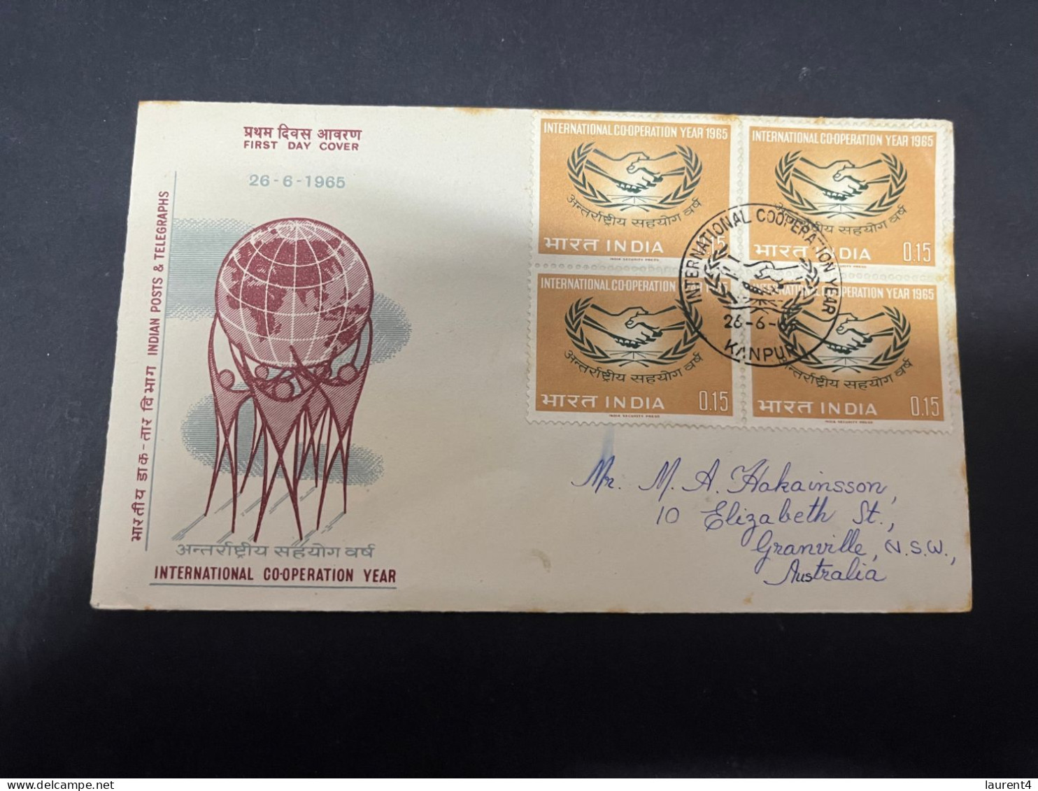 7-5-2024 (4 Z 24) INDIA FDC Cover - 1965 -  International Cooperation Year (bloc Of 4) - FDC