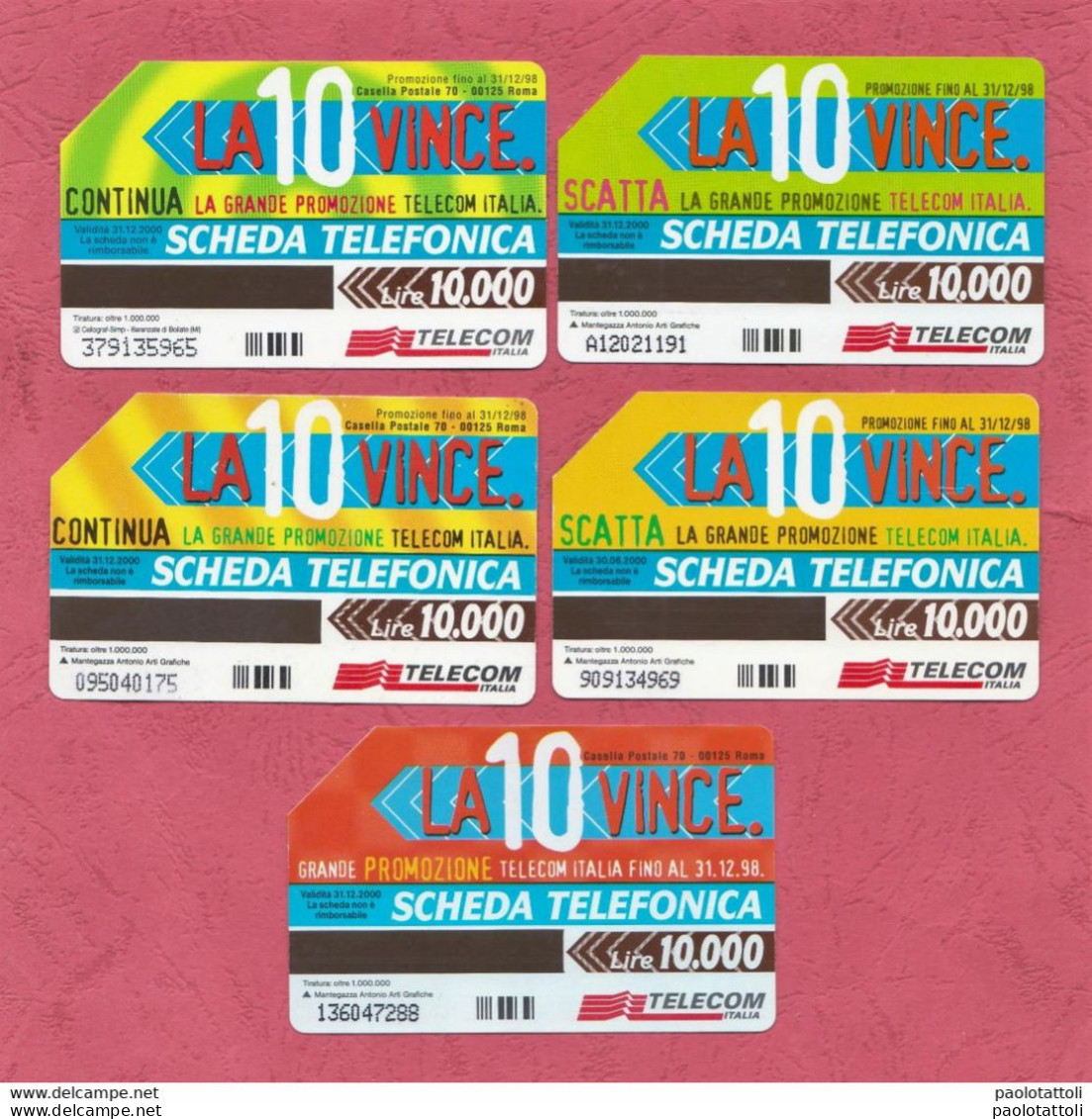 .Italy- La 10 Vince. Scatta E Vince La Grande Promozione Telecom Italia- Used Pre Paid Phone Cards- Telecom - Publiques Ordinaires