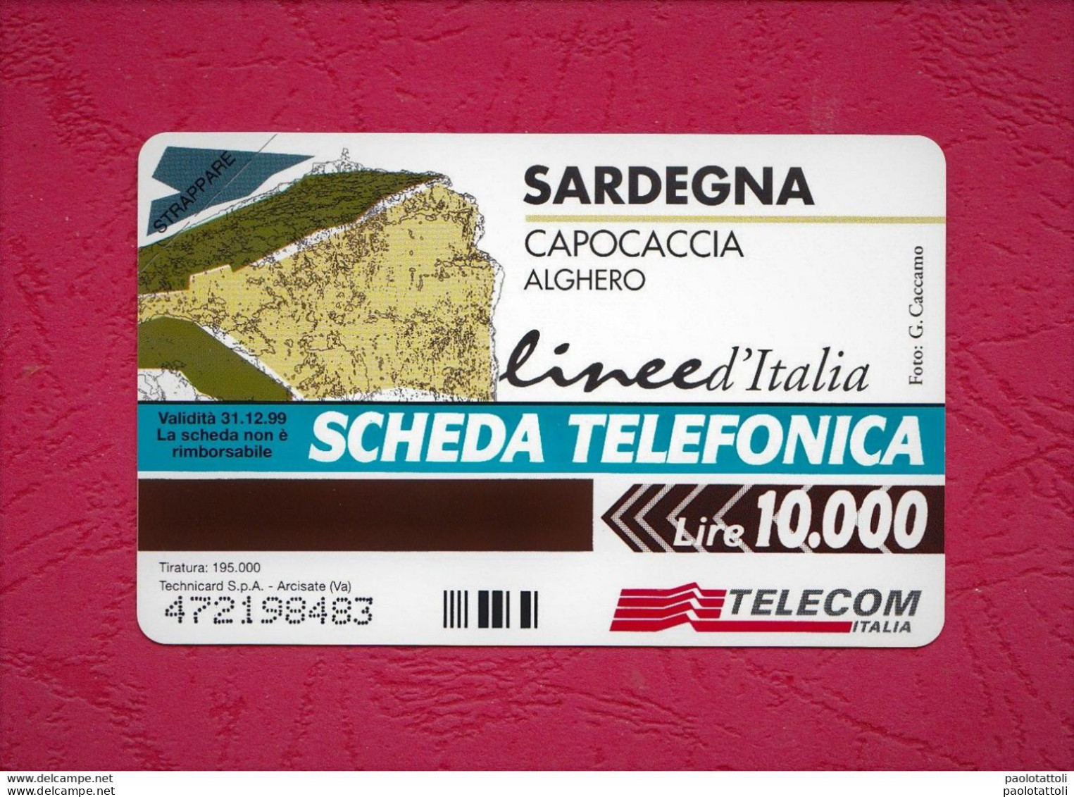 Italia, Italy- New Prepaid Phone Card- Nuova- LINEE D'ITALIA SARDEGNA- 10000L- Ed. Celograf- Ex. 31.12.99 - Públicas Figuración Ordinaria
