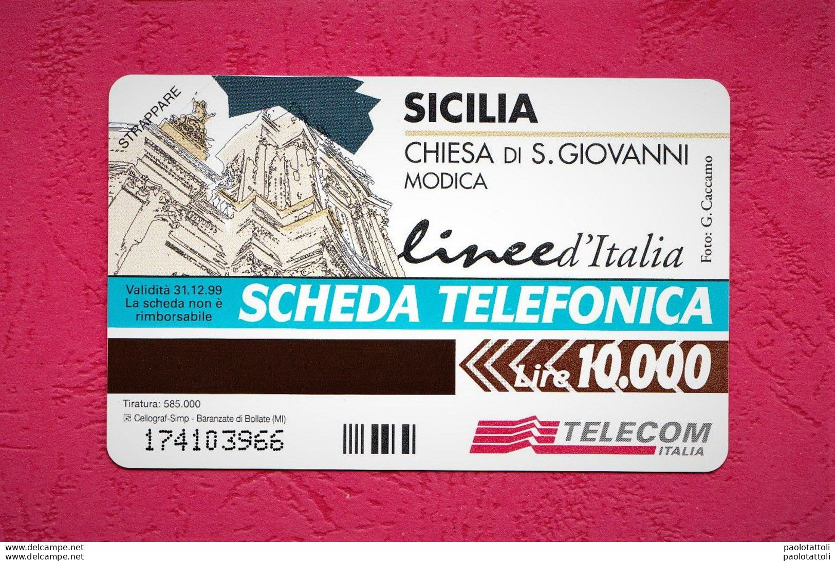 Italia, Italy- New Prepaid Phone Card- Nuova- LINEE D'ITALIA SICILIA- 10000 Lire- Ed. Celograf- Ex. 31.12.99 - Publiques Figurées Ordinaires