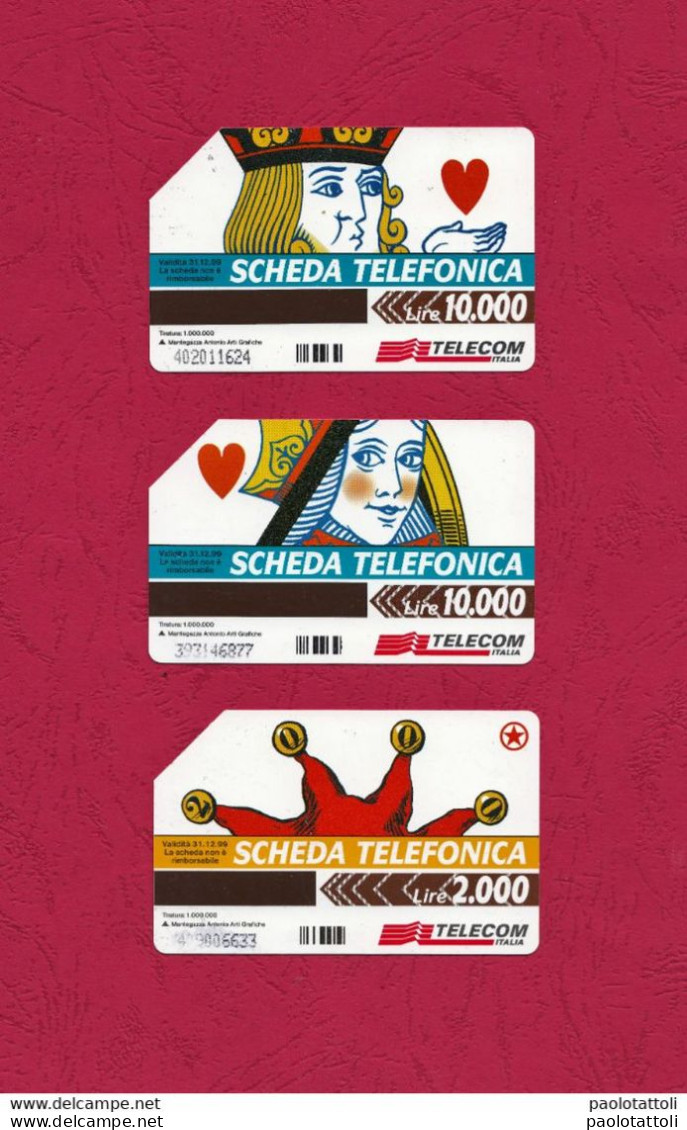 Italia, Italy- Prepaid Used Phone Card Full Set- Serie Completa REGINA-RE & JOLLY. Ed. Mantegazza, Exp. 31.12.99 - Públicas Figuración Ordinaria
