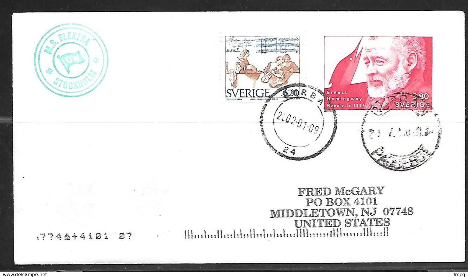 2001 Paquebot Cover, Sweden Stamp Mailed In Durban, South Africa - Covers & Documents