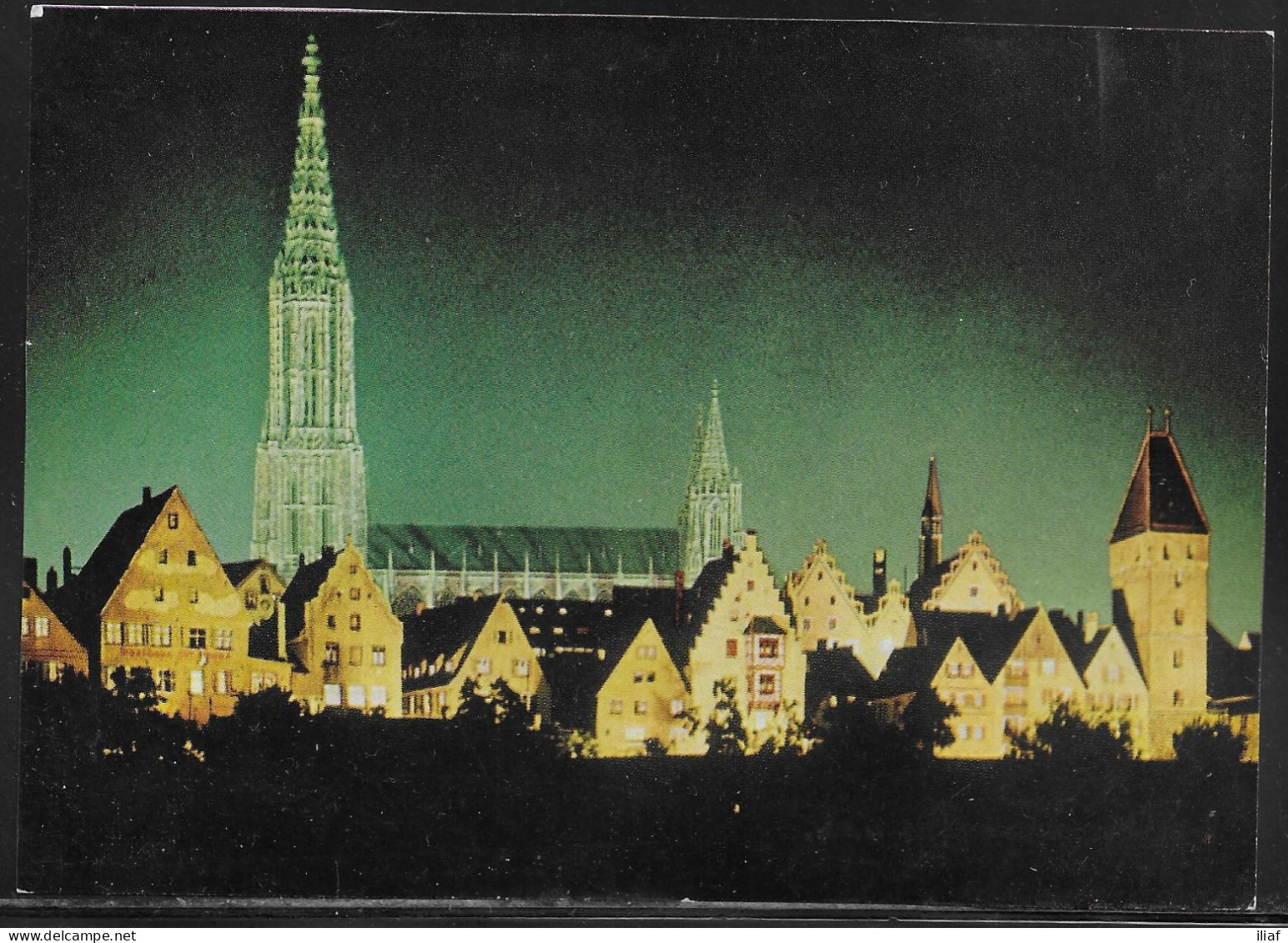 Germany.   Ulm. The Gothic Catedral By Night. Munster. Illustrated View Posted Postcard - Ulm