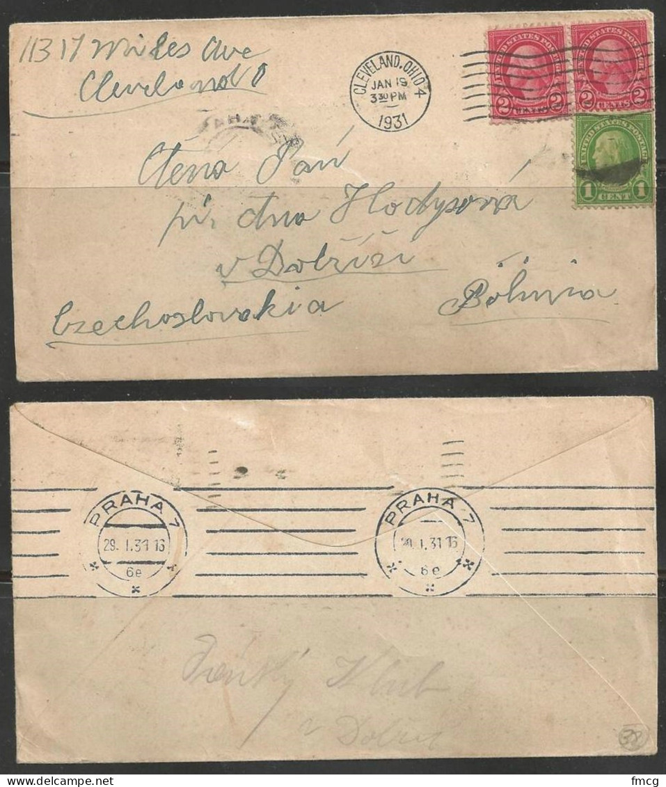 1931 Cleveland Ohio (Jan 19) To Praha (29.1.31) Czechoslovakia - Storia Postale
