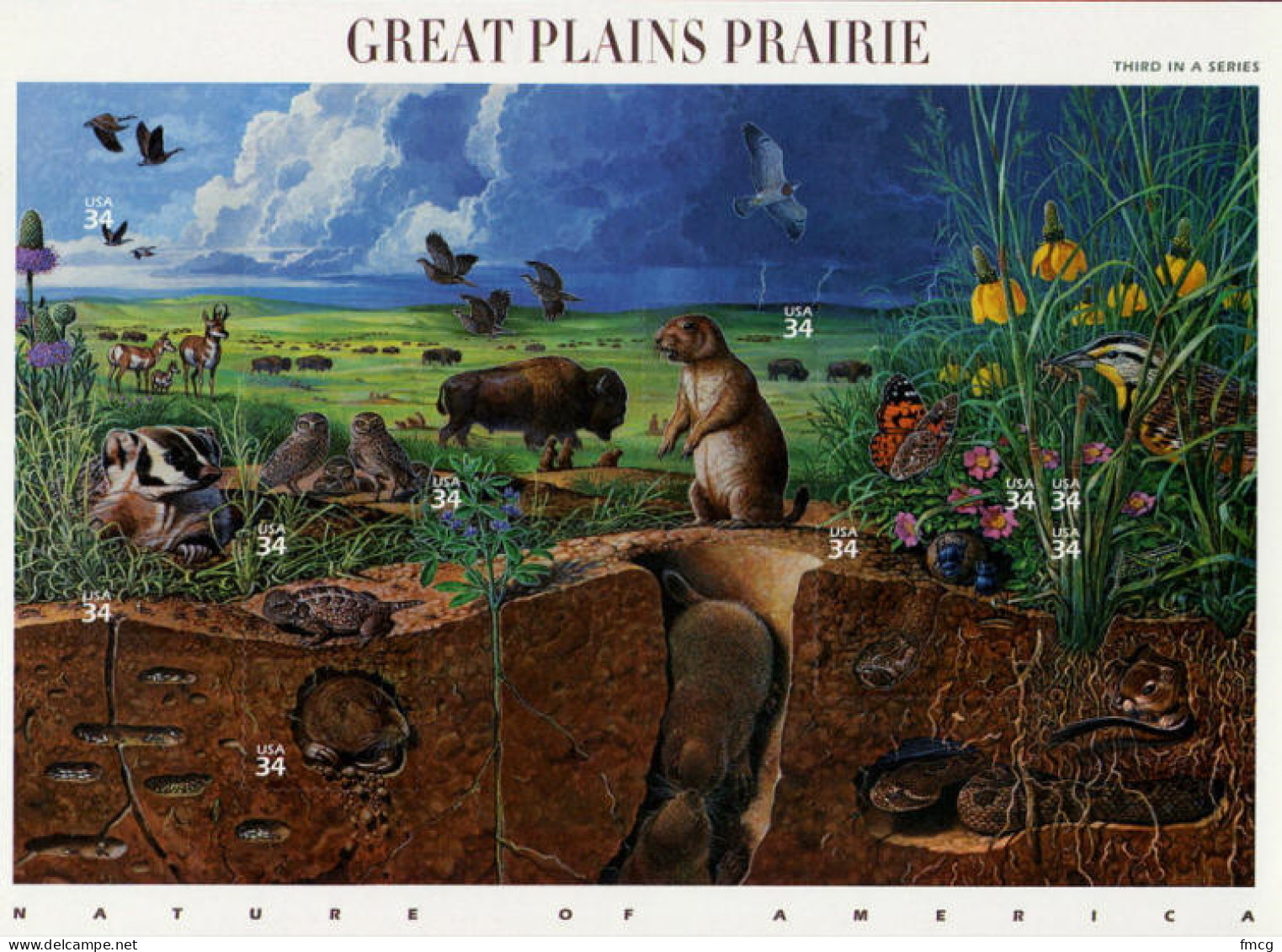 2001 Great Plains Prairie, 10 Stamps, Mint Never Hinged - Unused Stamps