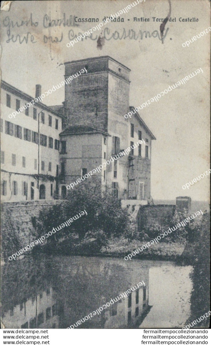 Bc242 Cartolina Cassano D'adda Antico Torre Del Castello Milano 1916 - Milano (Milan)