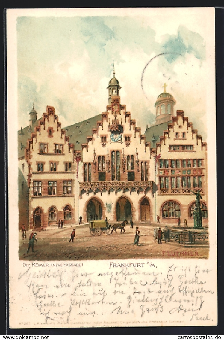 Lithographie Alt-Frankfurt, Der Römer  - Frankfurt A. Main