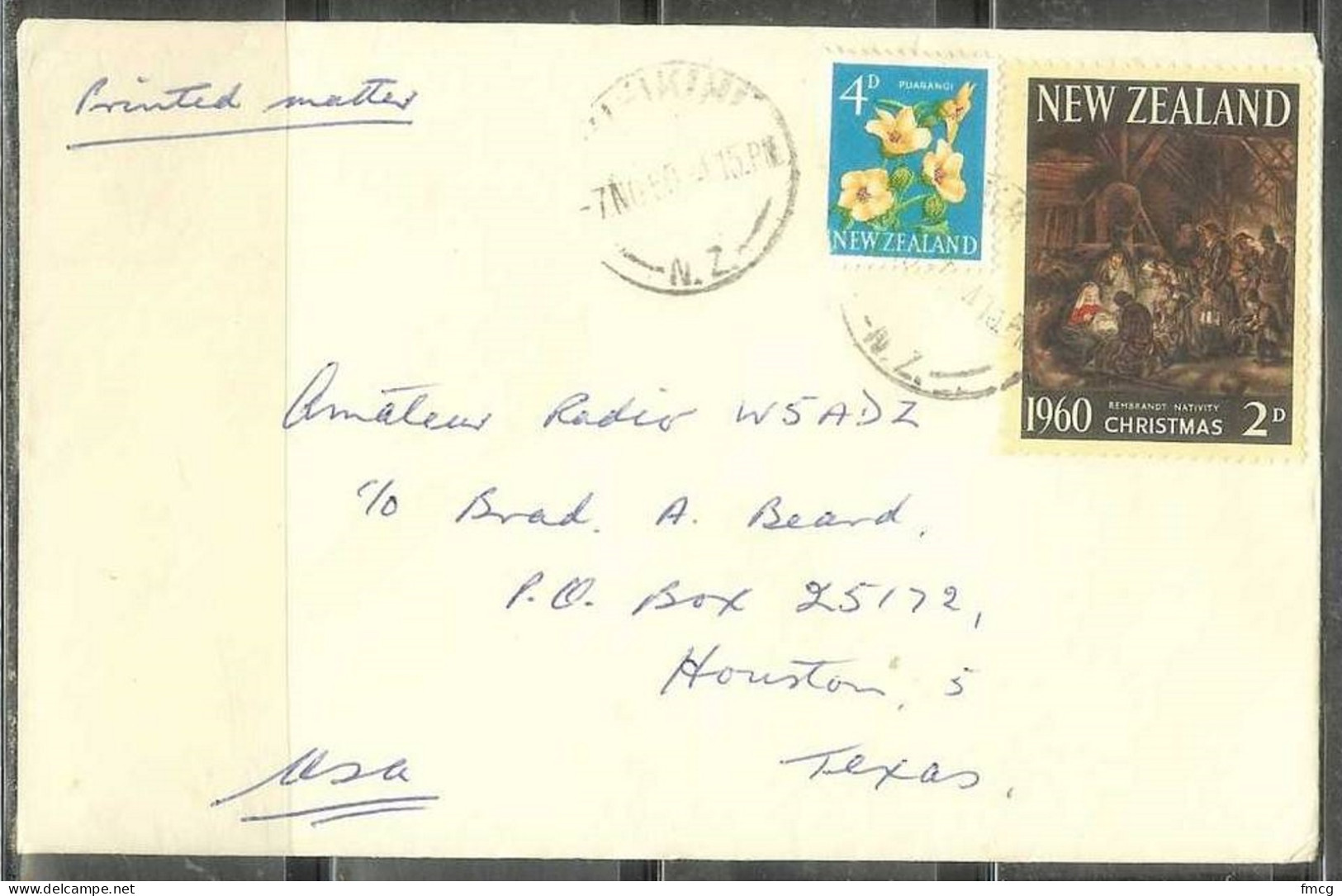 1960 - 2d Christmas Stamp To Houston Texas USA - Brieven En Documenten