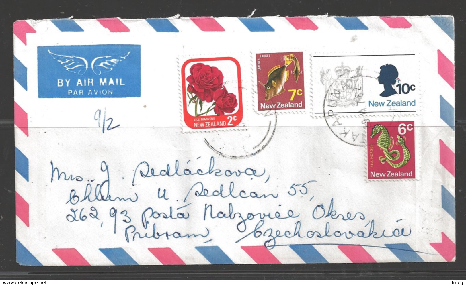 1976 4 Different Stamps, Takapuna (28 JA 76) To Czechoslovakia - Briefe U. Dokumente