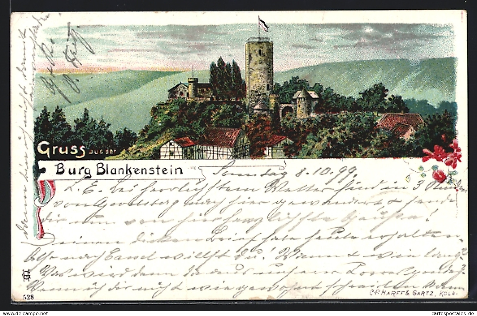 Lithographie Blankenstein / Witten, Hotel-Restaurant Burg Blankenstein Vom Stein Jr.  - Witten