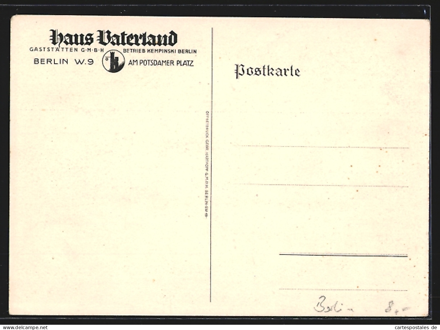 AK Berlin-Tiergarten, Hotel Haus Vaterland Am Potsdamer Platz, Betrieb Kempinski  - Tiergarten