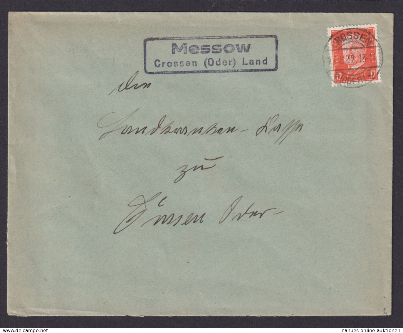 Messow über Crossen Oder Land Brandenburg Deutsches Reich Brief Landpoststempel - Lettres & Documents