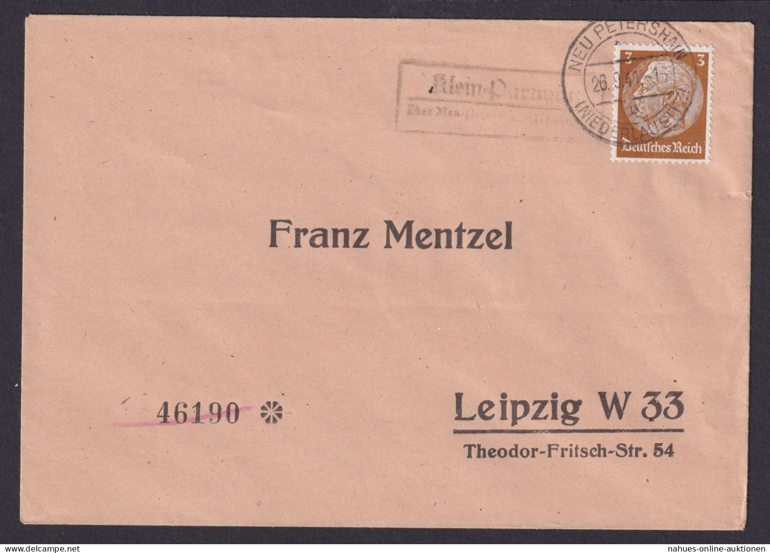 Klein Partwitz über Neu Petershain Niederlausitz Brandenburg Deutsches Reich - Lettres & Documents