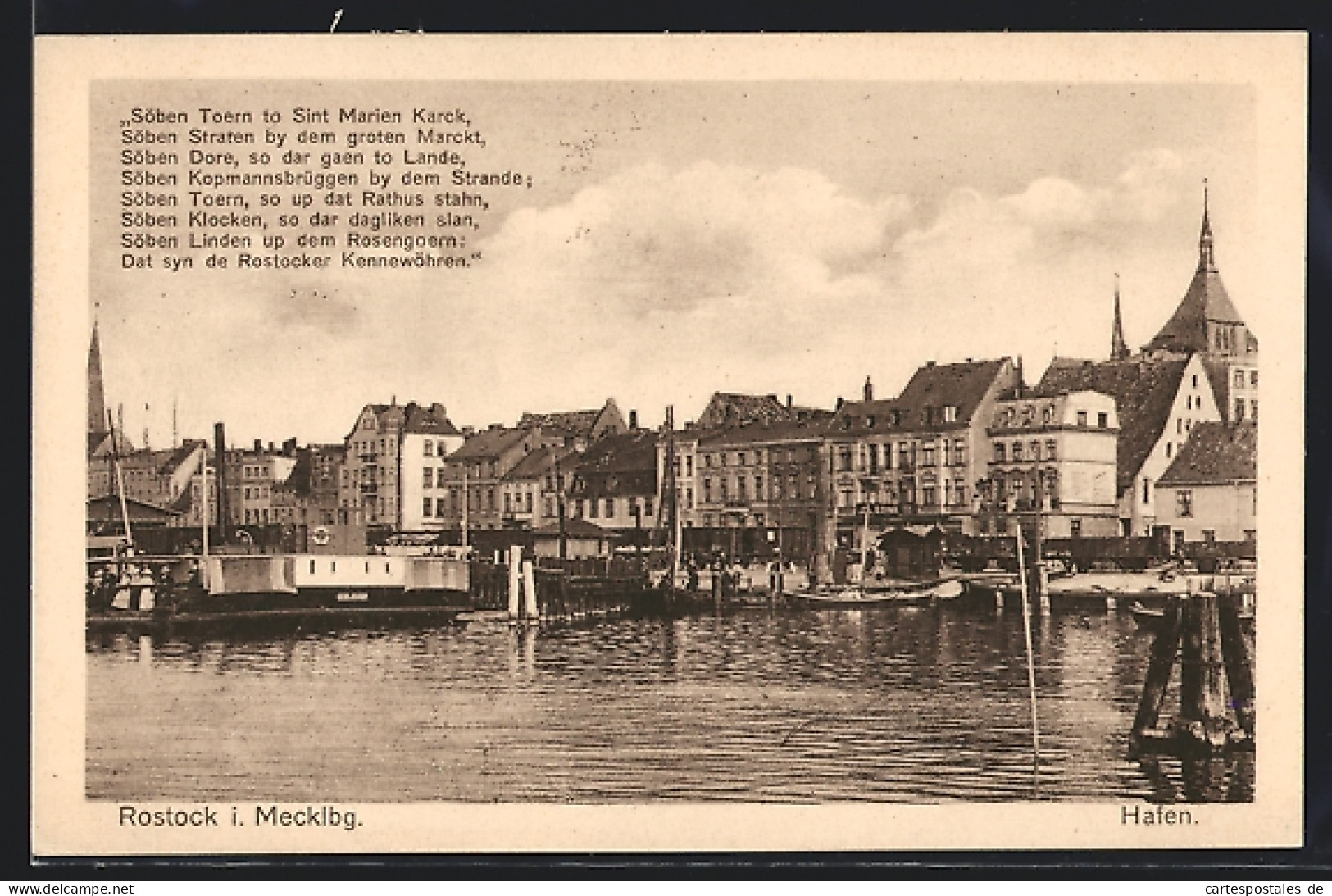 AK Rostock I. Mecklbg., Hafen Mit Blick Aufs Ufer  - Rostock