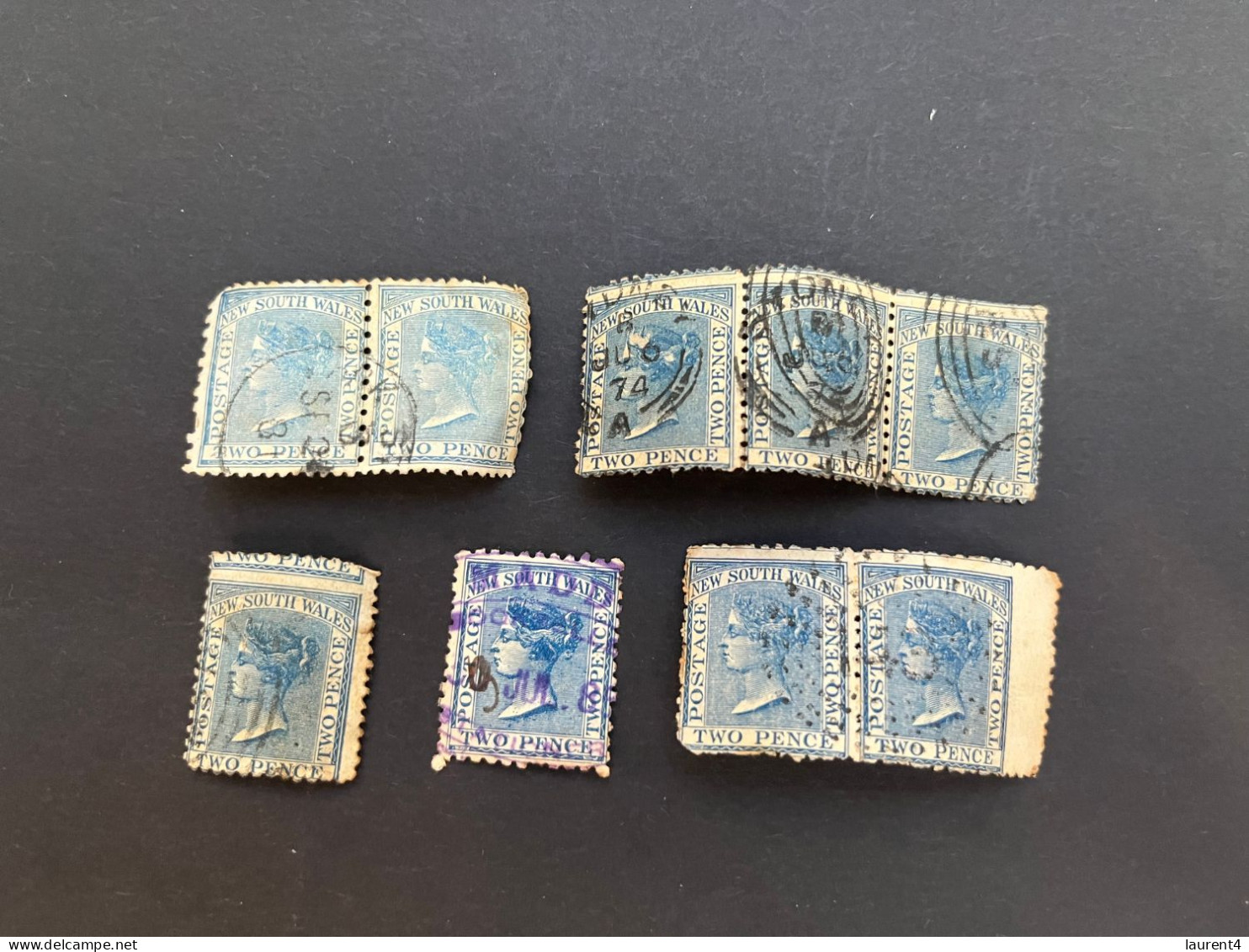(stamps 7-5-2024) Very Old Australia Stamp - NSW 2 Pence X 9 Stamps - Used Stamps