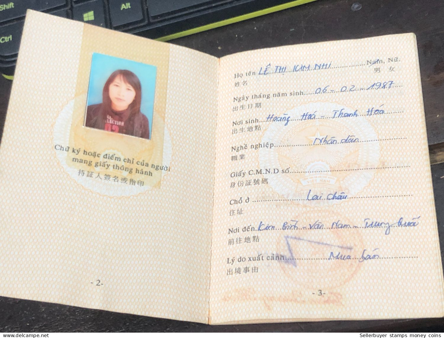 VIET NAM -OLD-GIAY THONG HANH-ID PASSPORT-name-LE THI KIM NHI-2007-1pcs Book - Collections
