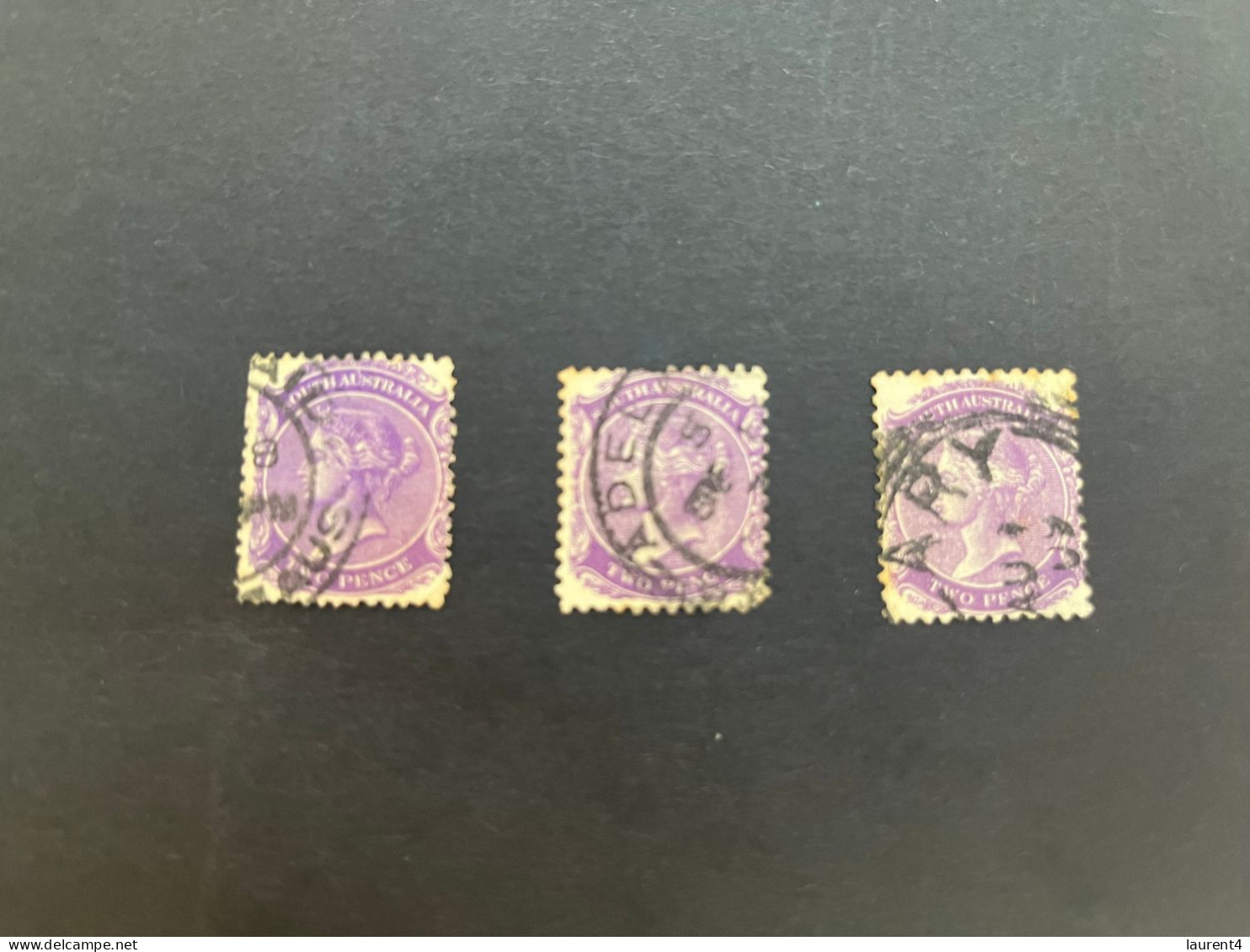 (stamps 7-5-2024) Very Old Australia Stamp - NSW 1d X 3 Stamps (purple) - Gebruikt