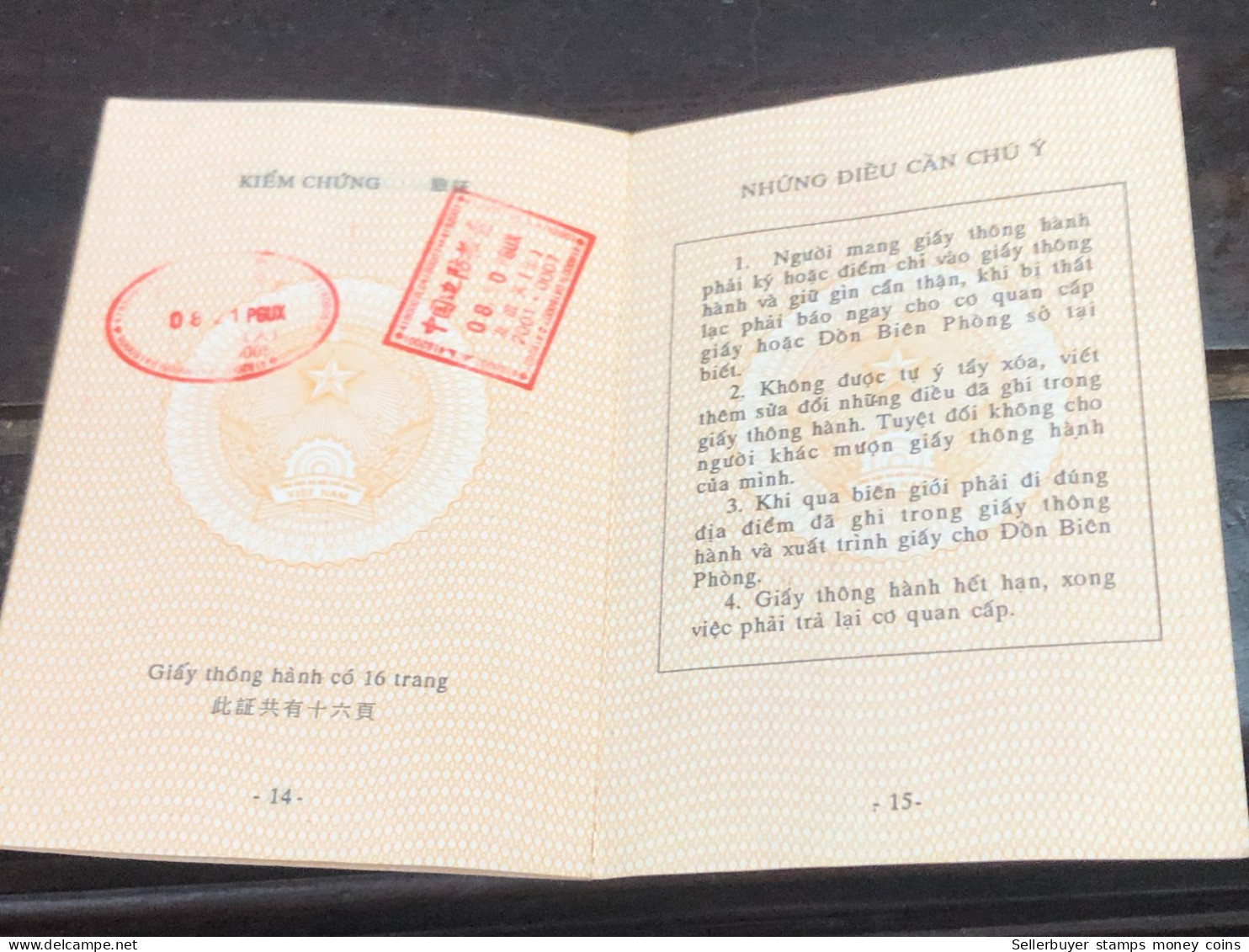 VIET NAM -OLD-GIAY THONG HANH-ID PASSPORT-name-CHUNG MINH HANH-2001-1pcs Book - Verzamelingen