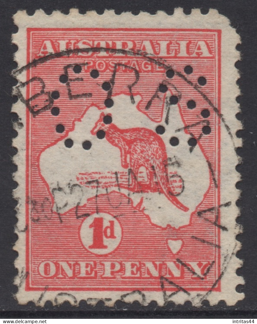 AUSTRALIA 1914 1d RED KANGAROO (DIE IIA) STAMP "OS" PERF.12 1st.WMK  SG.O17e VFU. - Usati