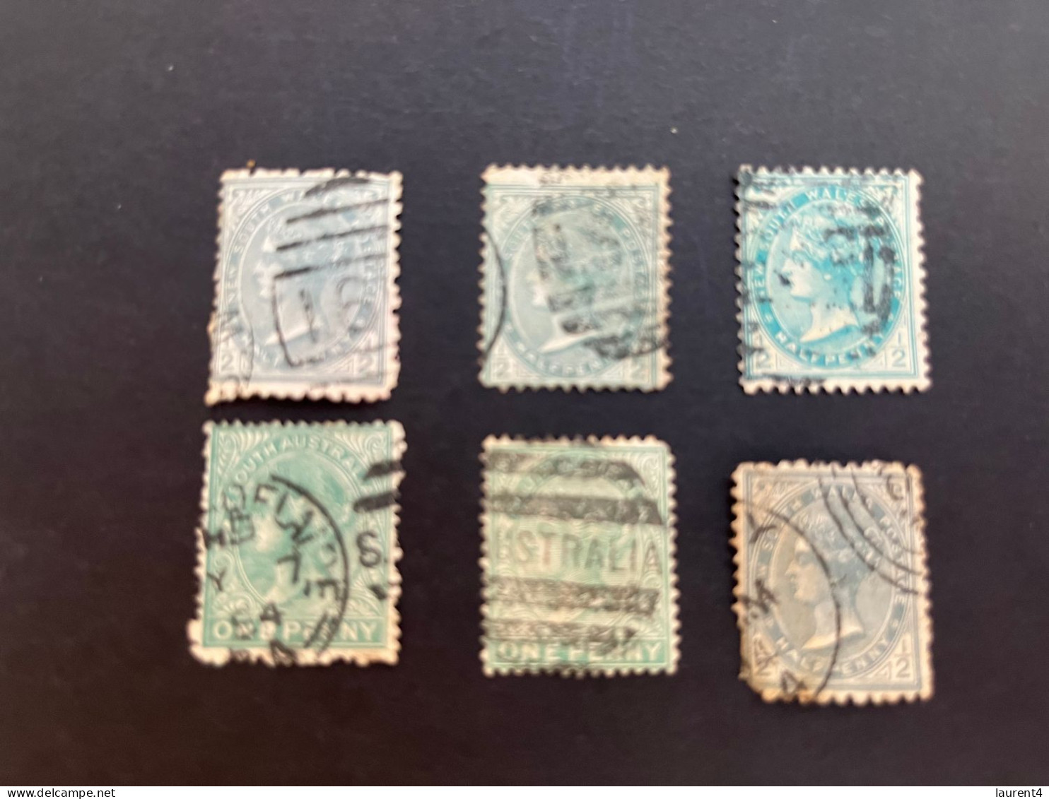 (stamps 7-5-2024) Very Old Australia Stamp - NSW - Half Penny (6 Stamps) - Usati