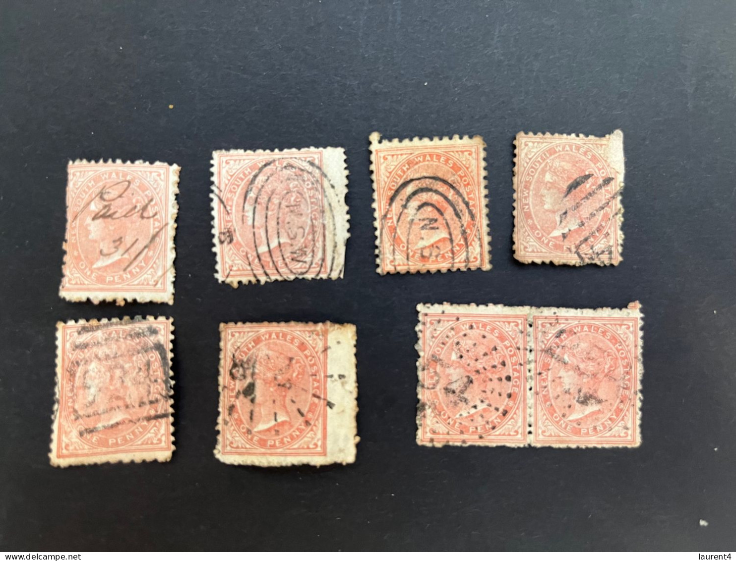 (stamps 7-5-2024) Very Old Australia Stamp - NSW - One Penny (8 Stamps) - Usati