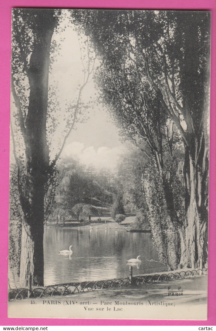 D75 - PARIS (XIVe Arrt.) - PARC MONTSOURIS (ARTISTIQUE) - VUE SUR LE LAC - Cygnes  - Parks, Gärten