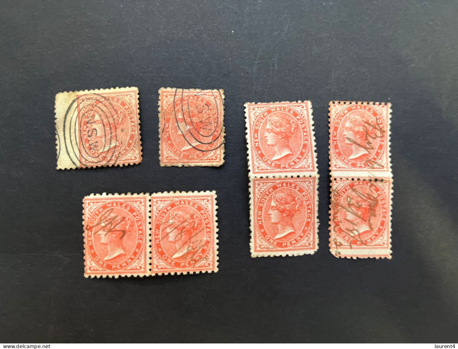 (stamps 7-5-2024) Very Old Australia Stamp - NSW - One Penny (8 Stamp) - Gebruikt