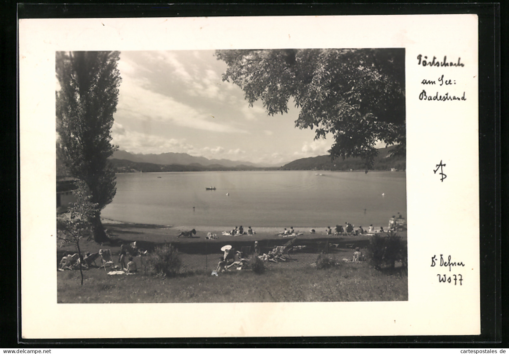 Foto-AK Adalbert Defner: Pörtschach Am See, Blick Auf Den Badestrand  - Autres & Non Classés