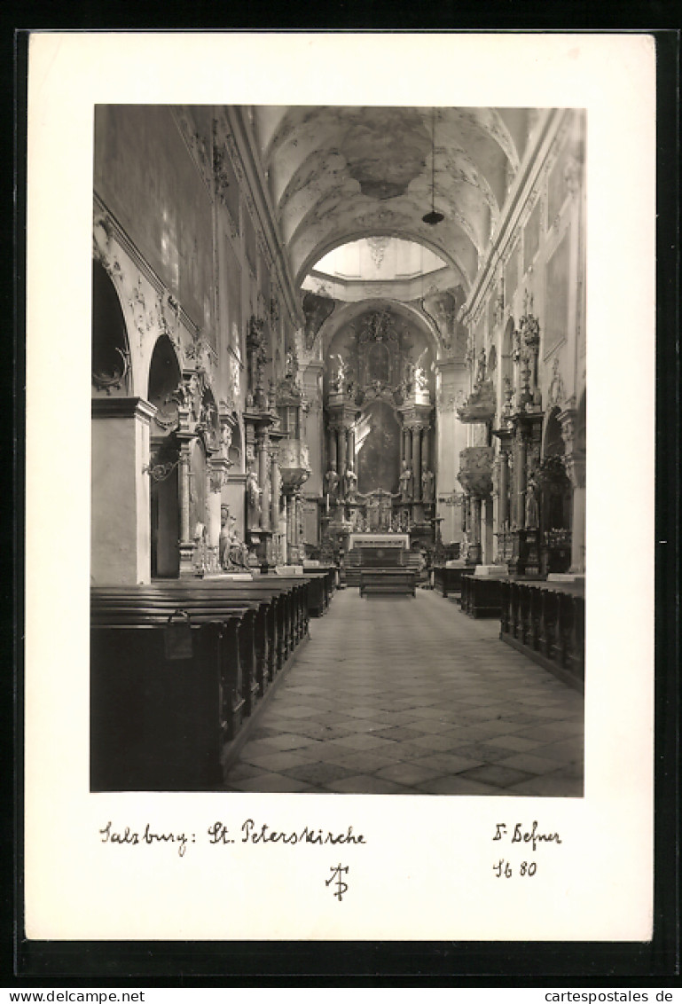 Foto-AK Adalbert Defner: Salzburg, Inneres Der Stiftskirche St. Peter  - Autres & Non Classés