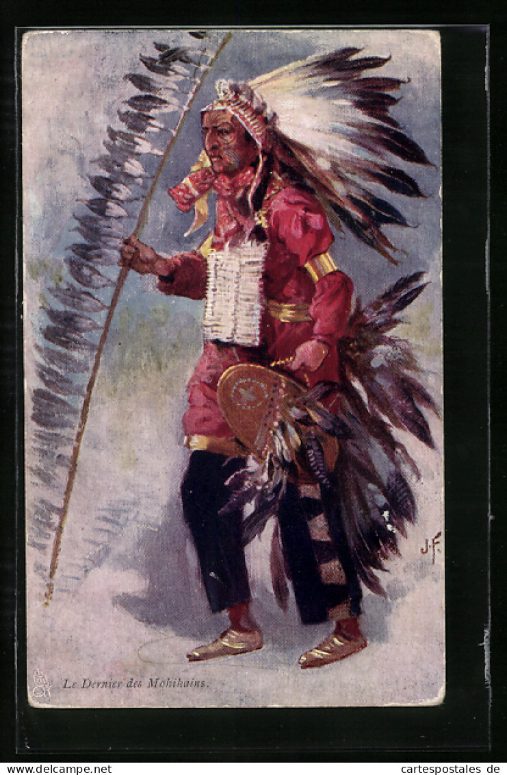 AK Indianer In Kriegsbemalung Mit Federstab  - Indios De América Del Norte