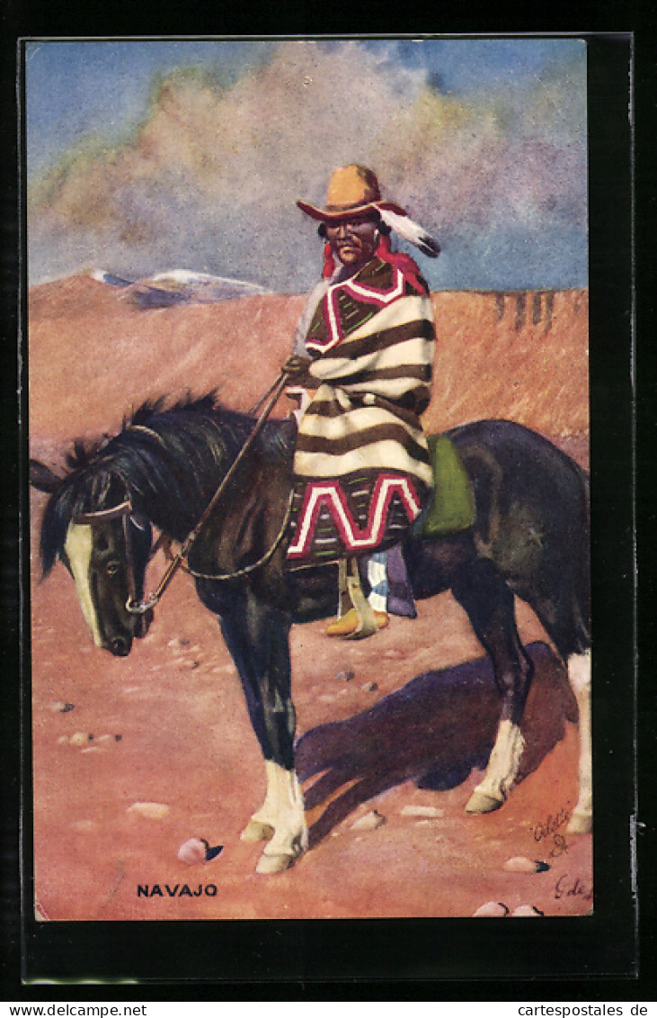 Künstler-AK Navajo Zu Pferd  - Native Americans