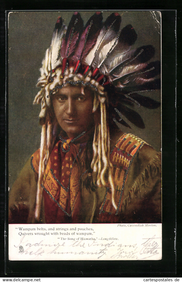 AK Junger Indianer Mit Federschmuck  - Native Americans