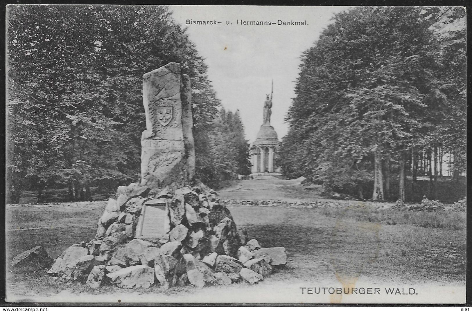 Germany. Teutoburger Wald. Bismark U. Hermanns Denkmal.  Illustrated View Posted Postcard - Detmold