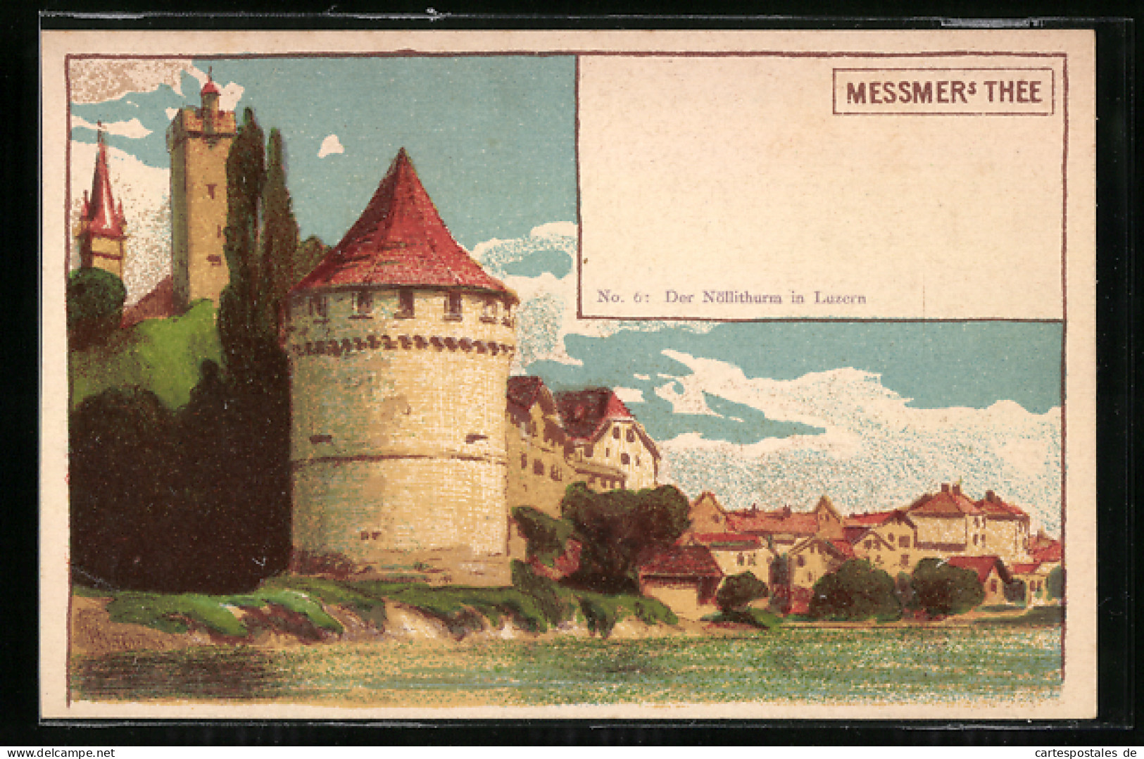 Lithographie Luzern, Nöllithurm, Reklame Messmer`s Thee  - Luzern