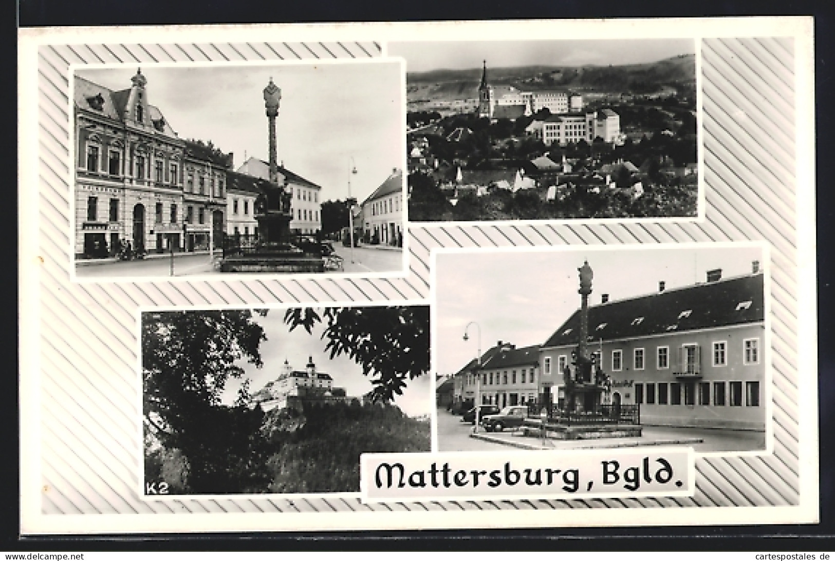 AK Mattersburg /Bgld., Hotel Post Mit Denkmal, Volksbank Mit Denkmal, Schloss  - Other & Unclassified