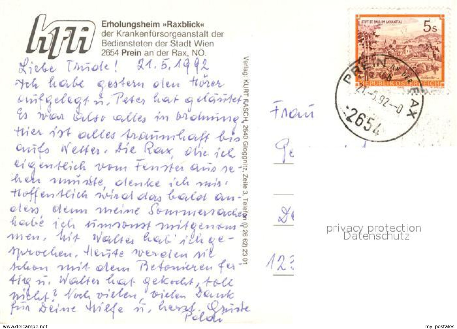 73285254 Prein Rax Erholungsheim Raxblick Prein Rax - Autres & Non Classés